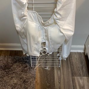 Off the shoulder corset silk top